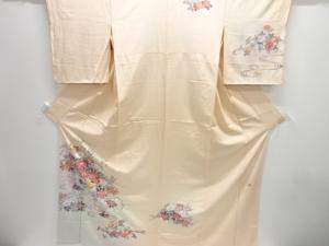 未使用品　作家物　手描き友禅　鴛鴦に花模様訪問着